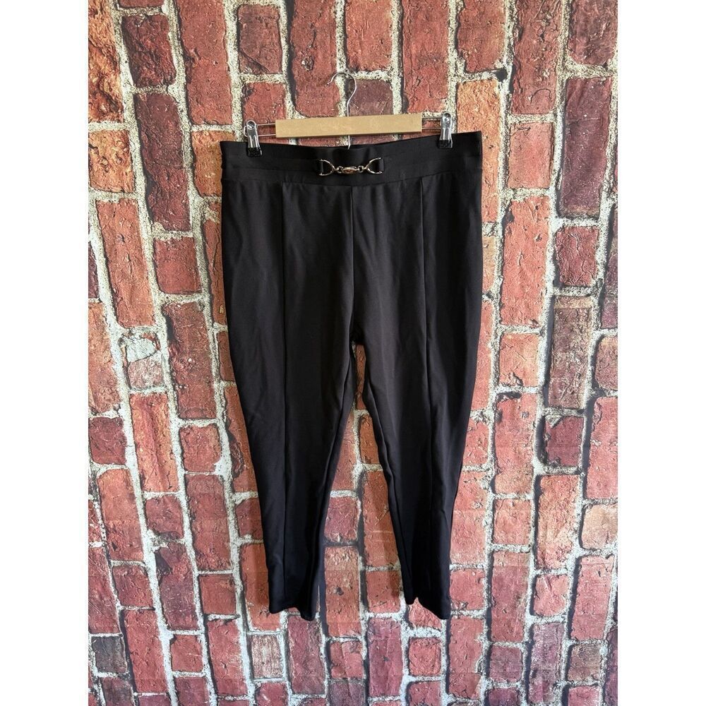 Splash Womens Black Cropped Pleated Pants Pull On Size 14
